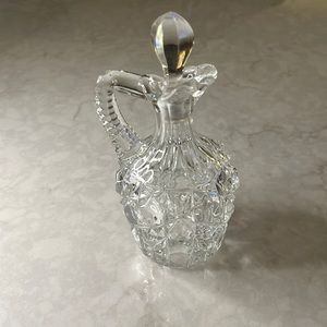 Clear Cut Glass Cruet with Stopper